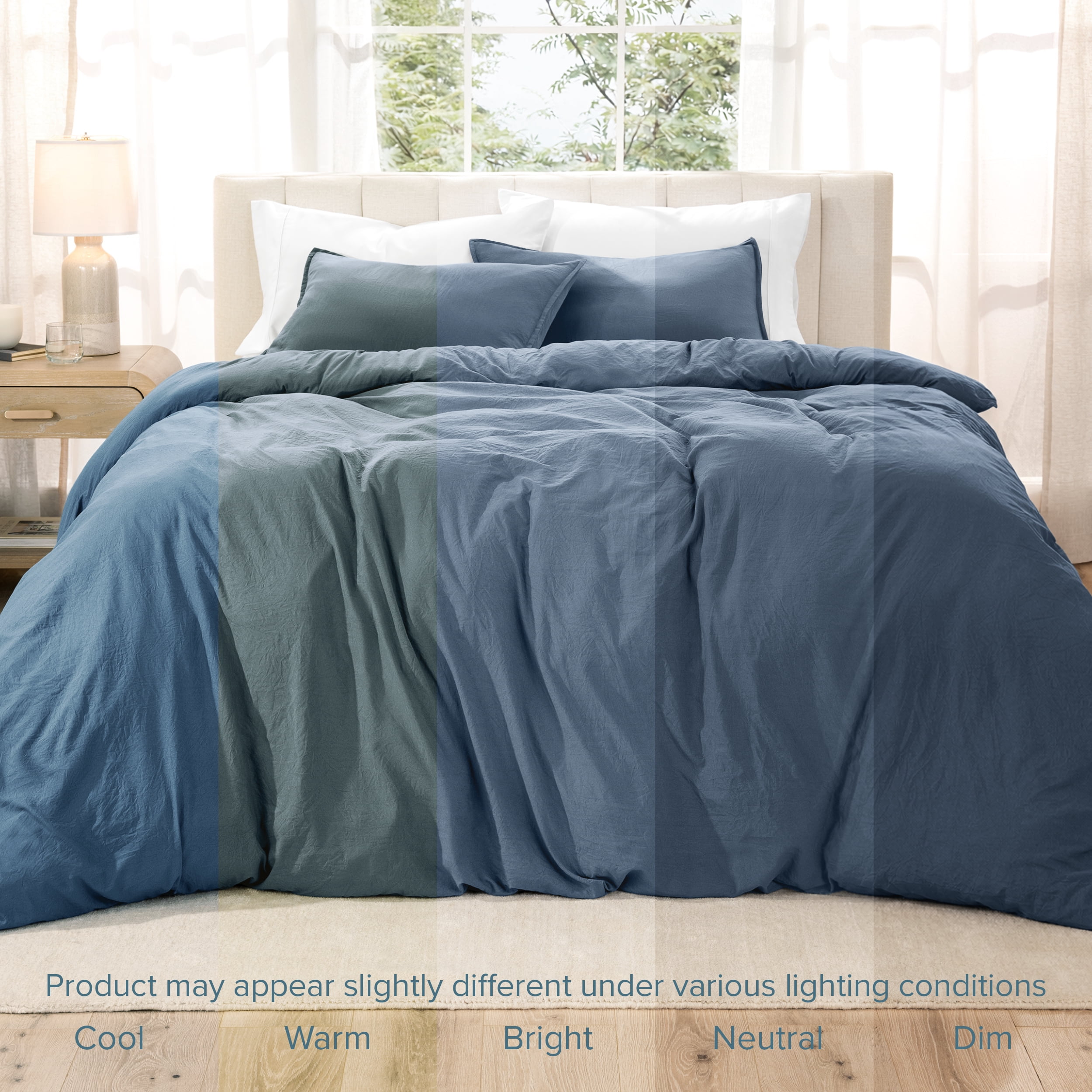 Bare Home Washed Duvet Cover Set - Ultra-Soft - Premium 1800 Collection - 3 Piece - King/Cal King, Bering Sea