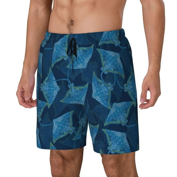 Vsdgher Stingray for Mens Swim Trunks with Compression Liner Swim Shorts Swim Suits Board Shorts-Small