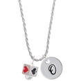 thumbnail image 1 of Delight Jewelry Silvertone Card Suits Square Spinner Silvertone Script Initial Disc - O - Charm Necklace, 20"+3", 1 of 4