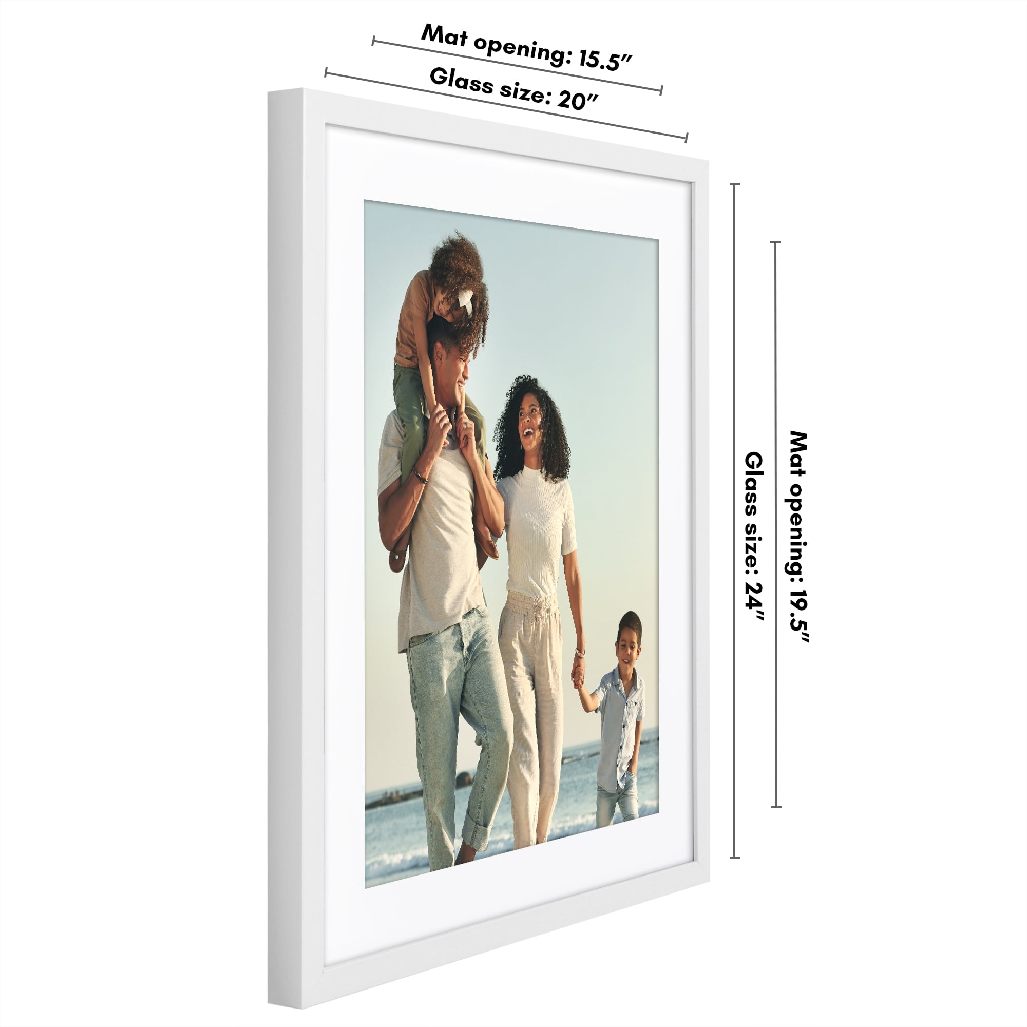 Americanflat 20" x 24" Gallery-Style Picture Frame with Mat to Secure Artwork, Prints, and Photos - White