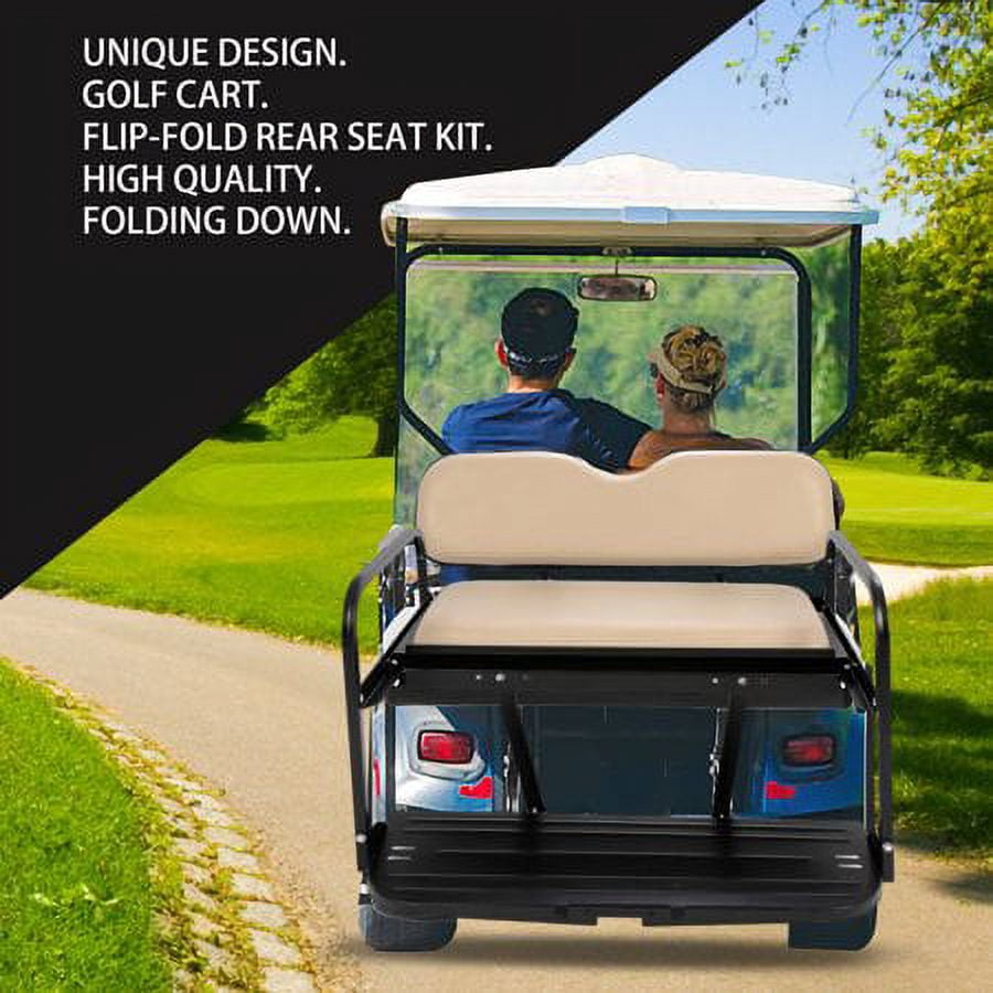 Kojem Golf Cart Flip Folding Rear Back Seat Kit for EZGO Marathon Pre-1994 Tan
