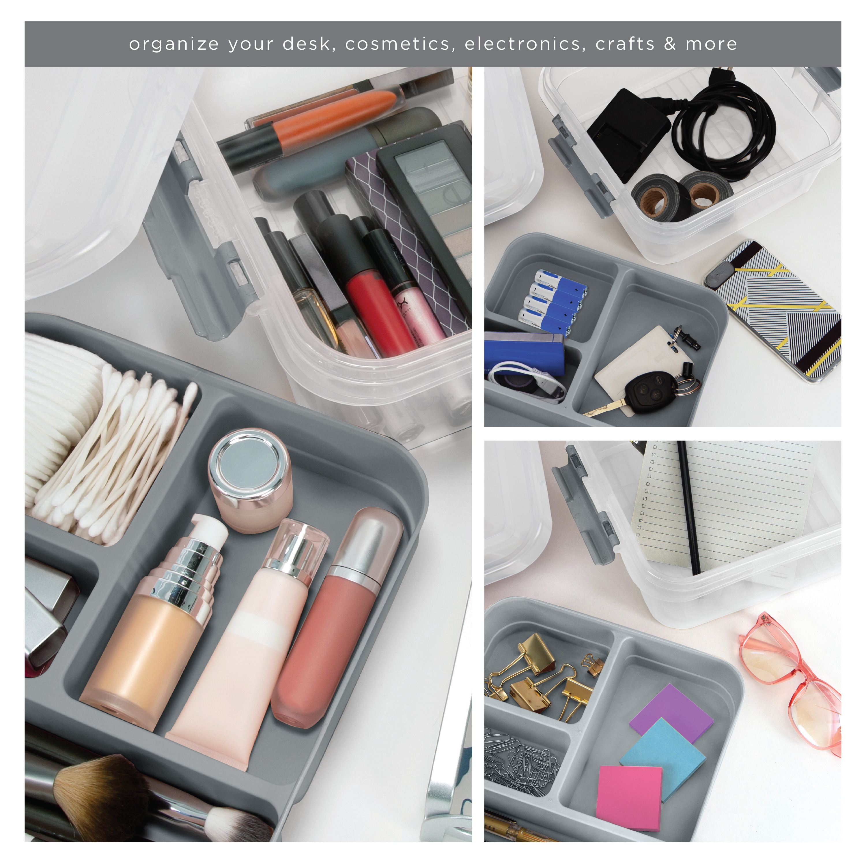 Simplify 5 Compartment Gift Supply Storage Box in Grey