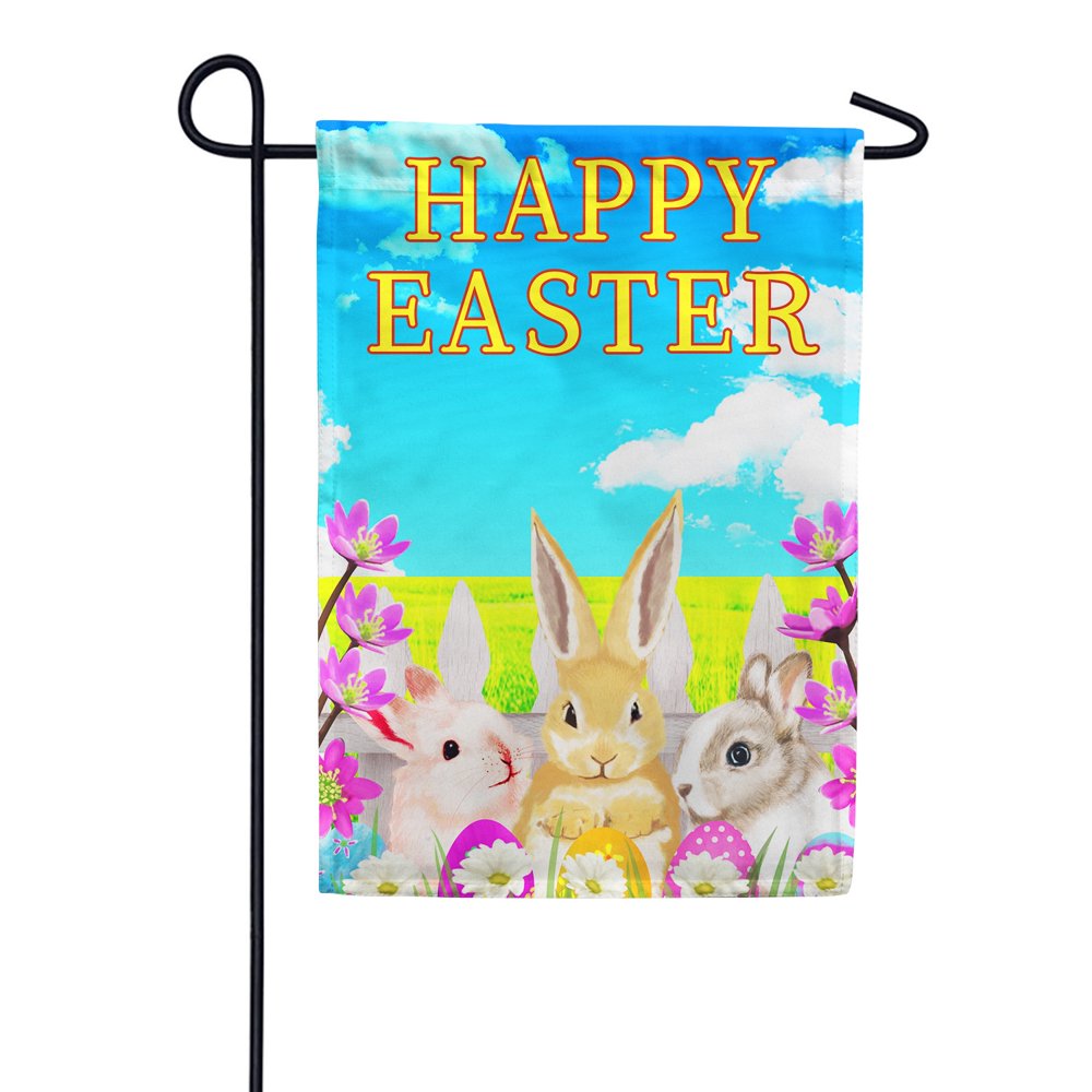 America Forever Happy Easter Bunny Garden Flag Spring Lilies