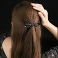 thumbnail image 4 of Eoperou Women Hairpin Shiny Rhinestone Hollow Out Bow-knot Shape Anti-rust Elastic Hair Decoration Lightweight Anti-slip Hair Barrette Hair Accessories, 4 of 8