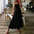 thumbnail image 4 of Blmnix Women's Dresses Strapless Dress Tent Off the Shoulder Dresses Maxi Boat Neck Sleeveless Black Adjustable Waist Womens Summer Dresses Casual,S, 4 of 5