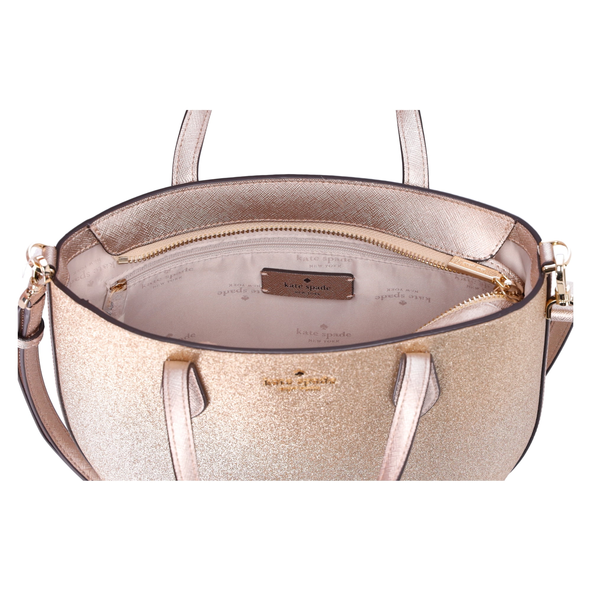 Kate Spade New York Glitter Gold Crossbody Satchel, Adjustable 