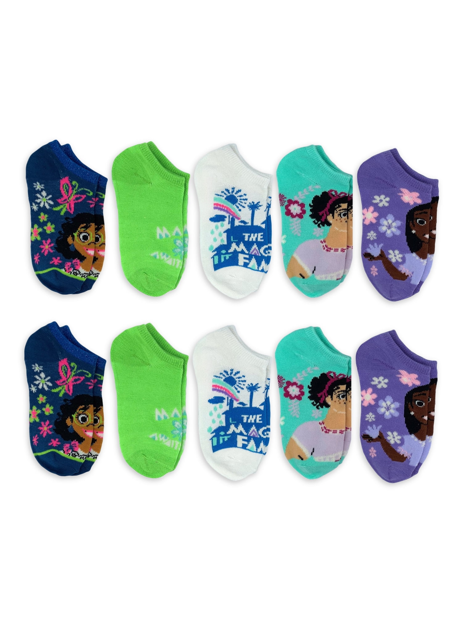 Encanto Girls No Show Socks, 10Pack, Size M