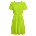 thumbnail image 4 of Solid Color Bright Green Women's Dress Short Sleeve Summer Sundress Summer Women Clothes, 4 of 7