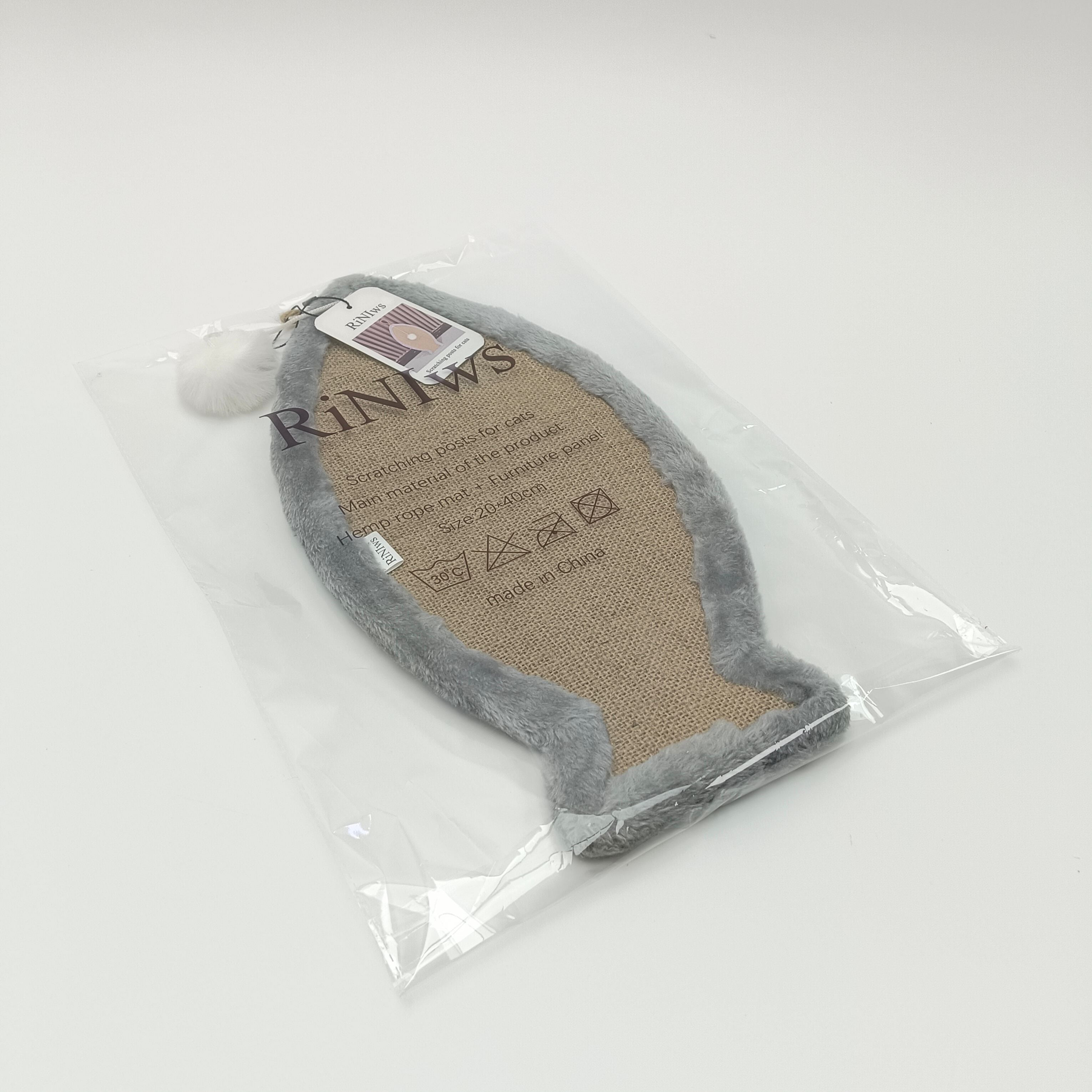 RiNIws Scratching posts for cats Hemp Rope Cat Scratching Post Mat, Gray Plush Border, 20x40cm