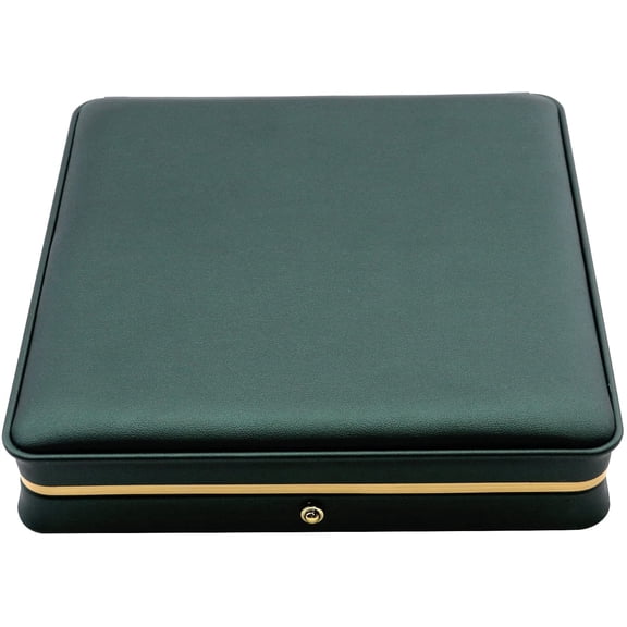 ABCISI Big PU Leather Wedding Jewelry Sets Box, Blackish Green Necklace Earring Ring Display Case Bracelet Storage Holder, Large Jewelry Box Storage Organizer (7.48" x 7.48" x 1.57")