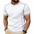 thumbnail image 2 of JULMCOMO T Shirts for Men Crew Neck Short Sleeve Regular Fit Contrast Seam Stitching Summer Shirt Casual Classic Tees White M, 2 of 6
