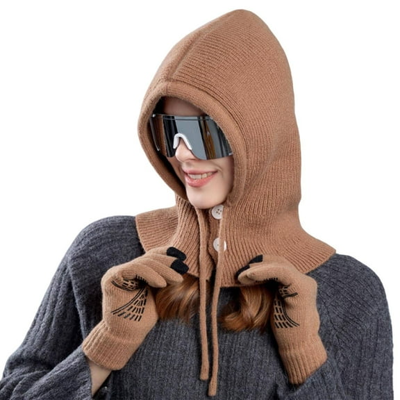 Otqutp Women's Warm Sun Visors Scarfs Winter Gloves and Hat Set for Women Scarf Set Hat Glove Women's Winter Hats Beanie Scarves Soft (Khaki,One Size)