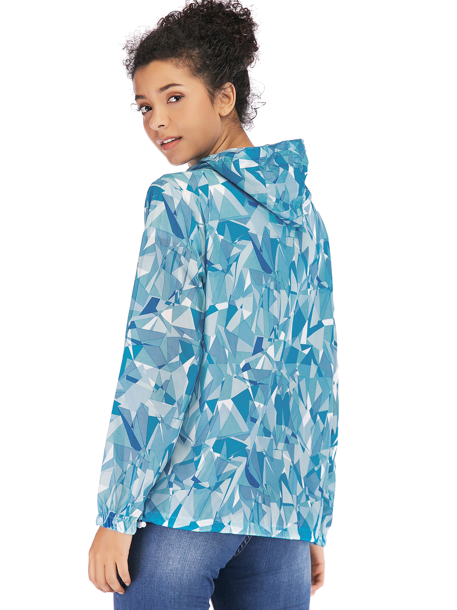 SAYFUT Womens Waterproof Stylish Hooded Hiking Raincoat Packable Outdoor Slim Jacket Leisure Full Zip Hoodie Windbreaker Coats - image 5 of 8