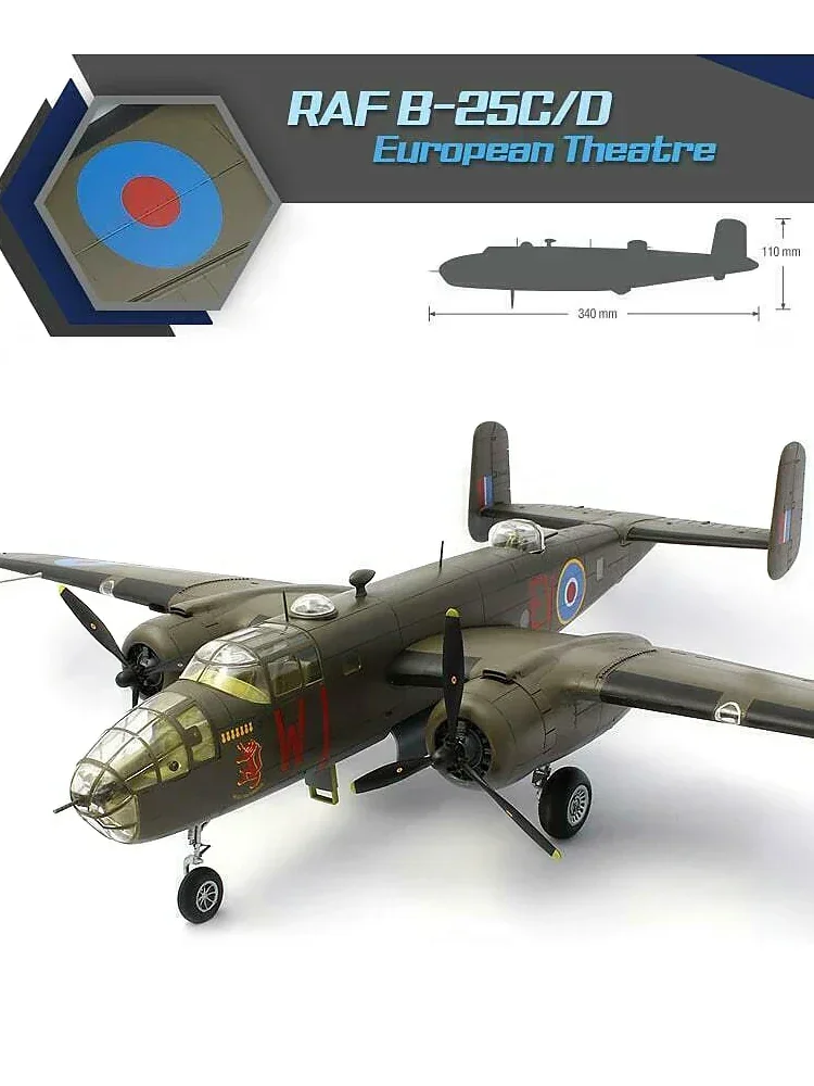 Academy Plastic Assembly Scale Model Kit  12339 RAF B-25C/D Mitchell bomber 1/48 Model