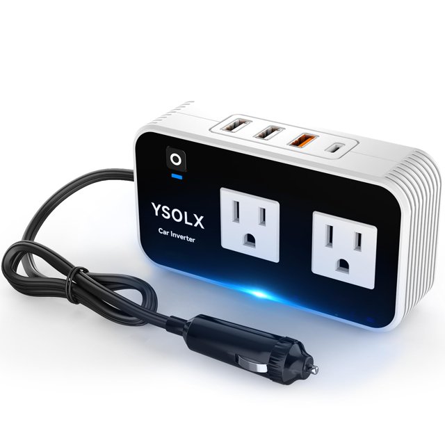 Inversor de corriente para coche YSOLX 200 W DC 12 V a 110 V AC con USB-C
