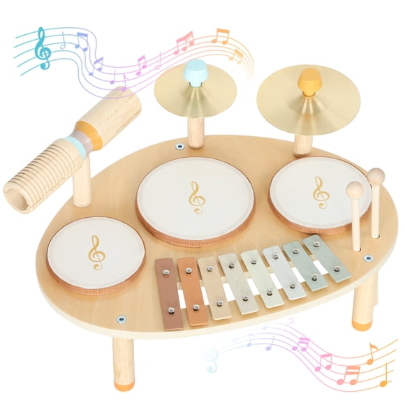 Qaba Toddler Drum Set, 4-in-1 Musical Instruments with Drums and Xylophone