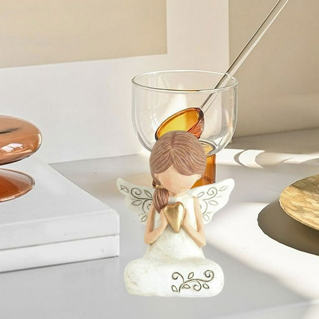 Zenithome Statue Commémorative d'Ange en Résine de 3,9 Pouces, Figurine Sculptée Peinte à la Main pour la Déco de la Maison, Cadeau pour la Fête des Mères, l'Amitié, la Guérison et l'Encouragement