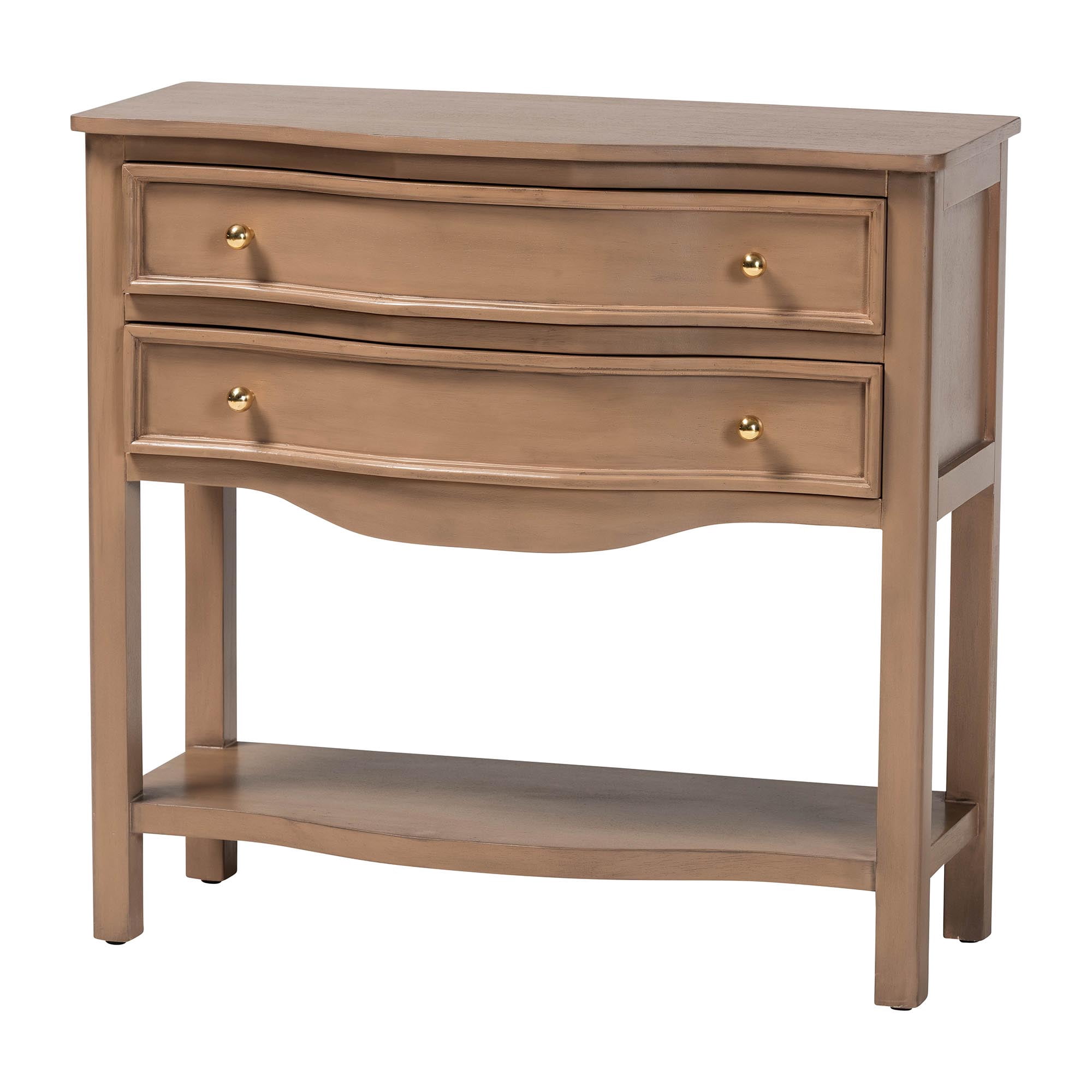 bali & pari Kelila Traditional Console Table, 2-Drawer, Champagne Brown