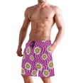 thumbnail image 2 of Dailycode Men's Quick Dry Swim Trunks Beach Shorts Casual Summer Board Shorts with Pockets, Groovy Daisy and Chessboard, 2 of 8