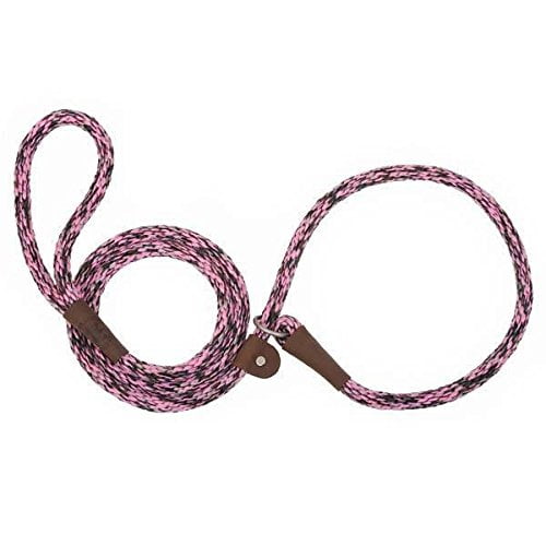 Mendota Dog Training Durable Slip Leads Rope Leather Slide 6 Ft Choose Color(Pink)