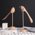 thumbnail image 3 of Nordic Wood Carving Lovebirds Figurine, Decorative Wooden Bird Statue with Stand, Living Room TV Cabinet & Sideboard Decor, High Wooden Animal Figurines, 3 of 14
