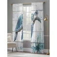 thumbnail image 3 of Summer Marine Sheer Curtains 108 Inch Long 2 Panels, Blue Turtle Seagrass Plank Texture Light Filtering Rod Pocket Curtains, Sheer Voile Drapes for Living Room Bedroom, 52"x108", 3 of 8