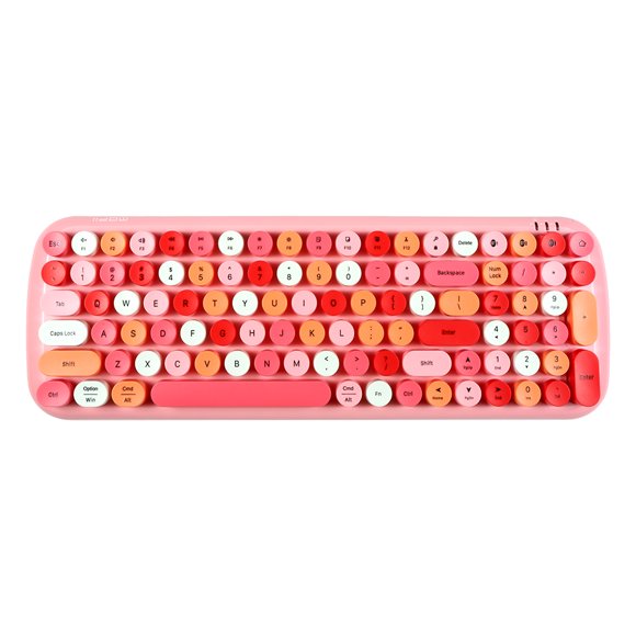 Mofii Mofii Candy BT 5.1 Wireless Bluetooth Keyboard - 100 Key Retro Round Keycaps, Compact Design, Multi-System Compatible for Phone, Tablet, Laptop - Pink/Green Mix (Optional)