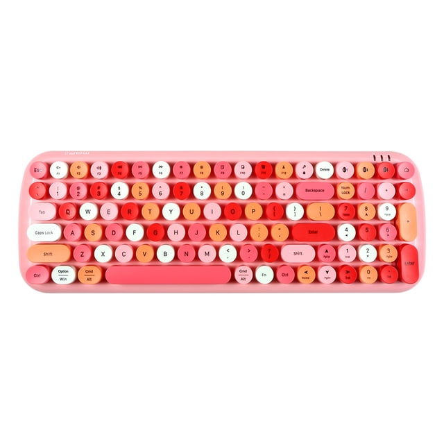 Mofii Mofii Candy BT 5.1 Wireless Bluetooth Keyboard - 100 Key Retro Round Keycaps, Compact Design, Multi-System Compatible for Phone, Tablet, Laptop - Pink/Green Mix (Optional)