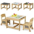 thumbnail image 1 of Gymax 3-In-1 Kids Table & Chairs Set w/Reversible Whiteboard/Chalkboard Top Hidden Storage Gray, 1 of 10