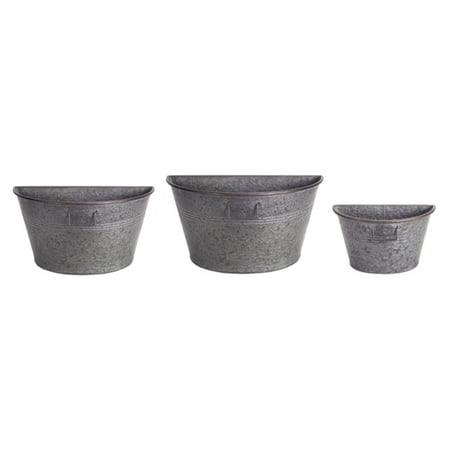 UPC 746427704472 product image for Set of 3 Rustic Metal Half Tub Containers Wall Hanging Planters 12