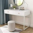 thumbnail image 6 of Tribesigns Modern Simple 47 inch Computer Desk with 2 Storage Drawers, Makeup Vanity Console Table, White, 6 of 10