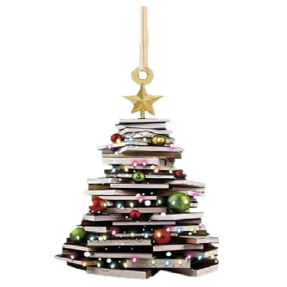 Book Lovers Decorative Acrylic Ornaments for Christmas Reads Theme Unique for Book Enthusiasts Holiday Cheer Festive Home