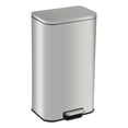 thumbnail image 1 of Fingerprint-Proof Stainless Steel Trash Can, Rectangular Step-On Garbage Bin with Removable Inner Bucket & Soft-Close Lid, 1 of 7