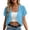 Blue, variant on Womens Casual Hoodless Short Sleeve Short Cardigan Jacket Solid Color Chiffon Breathable Open Front Lounge Coat