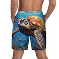 thumbnail image 2 of Haiem Colorful Underwater Sea Turtle Mens Swim Trunks with Compression Liner 2 in 1 Swimming Shorts Stretch Swimwear Quick Dry,Board Shorts-X-Large, 2 of 9