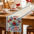 thumbnail image 5 of 4th of July Floral Table Runner 70 Inches, Vintage Roses Blue Plaid Patriotic Bed Runner Dresser Scarves Tabletop for Indoor Outdoor Parties/Ceremony/Banquet, 13" x 70", 5 of 9