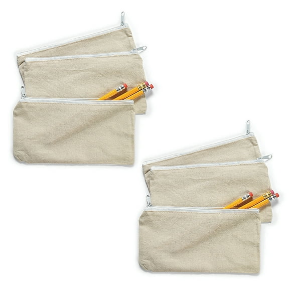 Fun Express Bulk 48 Pieces Natural Canvas Pencil Cases