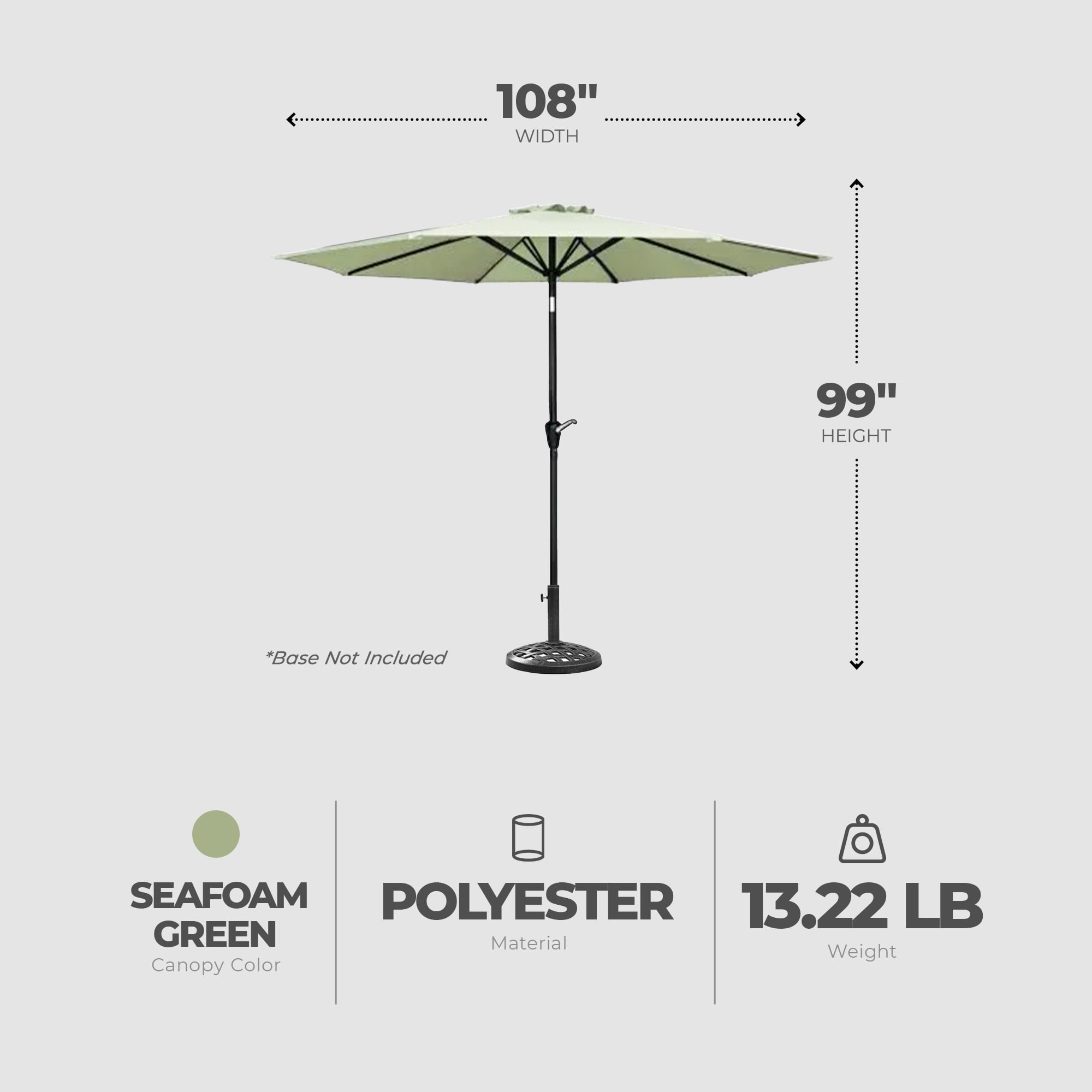 Open Box Four Seasons Courtyard 9' Polyester Patio Umbrella, Green