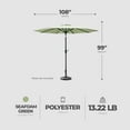 thumbnail image 3 of Open Box Four Seasons Courtyard 9' Polyester Patio Umbrella, Green, 3 of 6