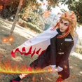 thumbnail image 3 of Rengoku-Disfraz de Demon Slayer, Cosplay de Anime, Kimetsu No Yaiba, Kimono, peluca Haori, anillo, traje de Halloween, 3 of 4