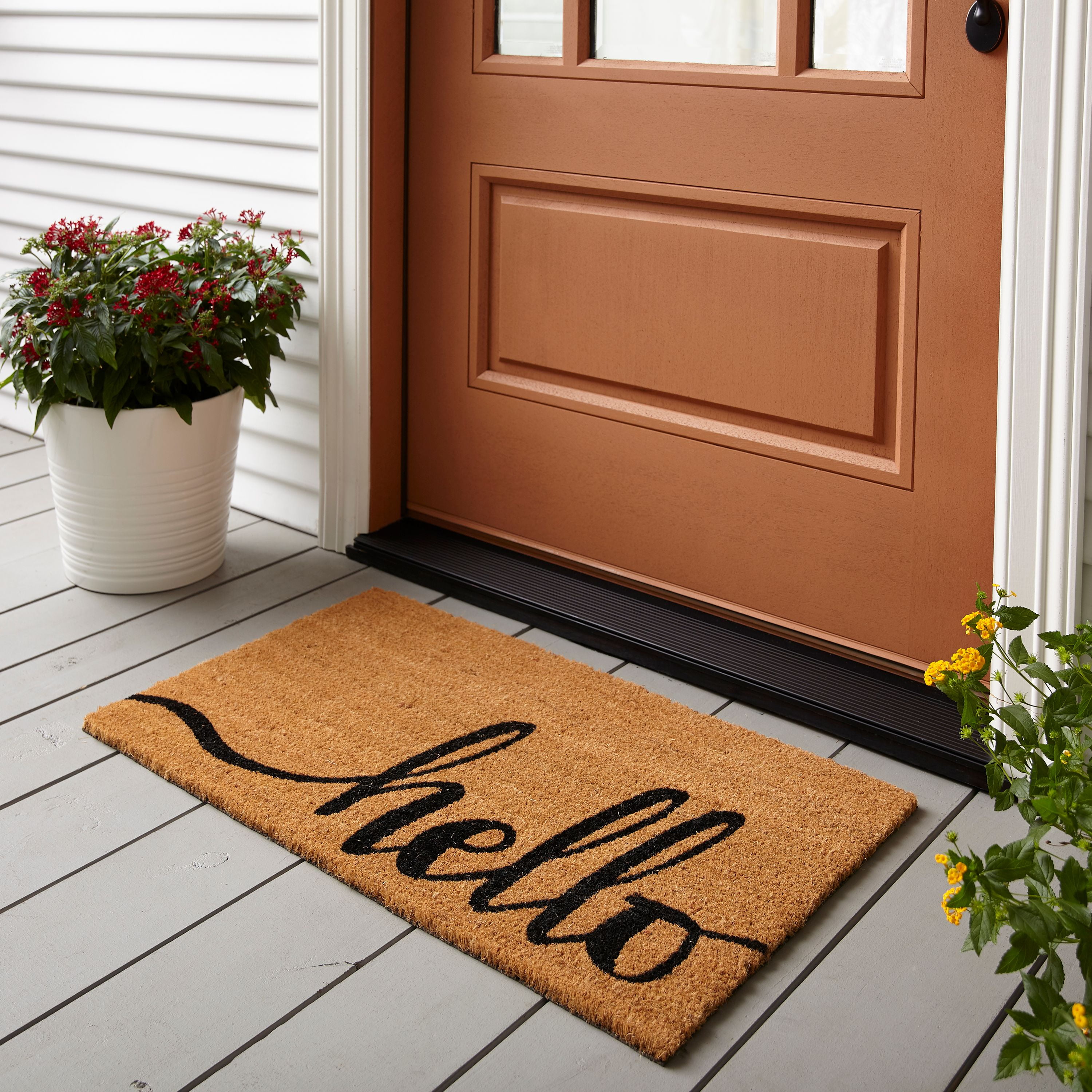 Hello Indoor Welcome Mats Doormats Door Mat Non-Slip PVC Coir 40 x 60cm
