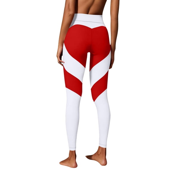 Edvintorg Valentine's Day Leggings for Women Tummy Control Stretch Casual Running Gym Workout Trousers High Waisted Yoga Pants Women