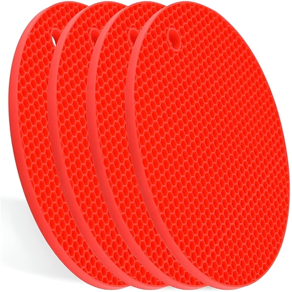 ACDANC Silicone Trivet for Hot Dish and Pot,Silicone Hot Pads,Silicone Counter Mat,Silicone Heat Resistant Tablemats or Placemats 4 Pack,Size: 7x7"es