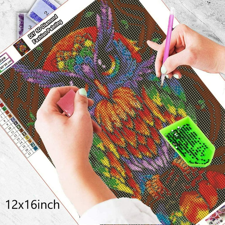 EIMELI Owl Rhinestone Cross Stitch Embroidery Diamond Painting Art Kit (7  Pieces) 
