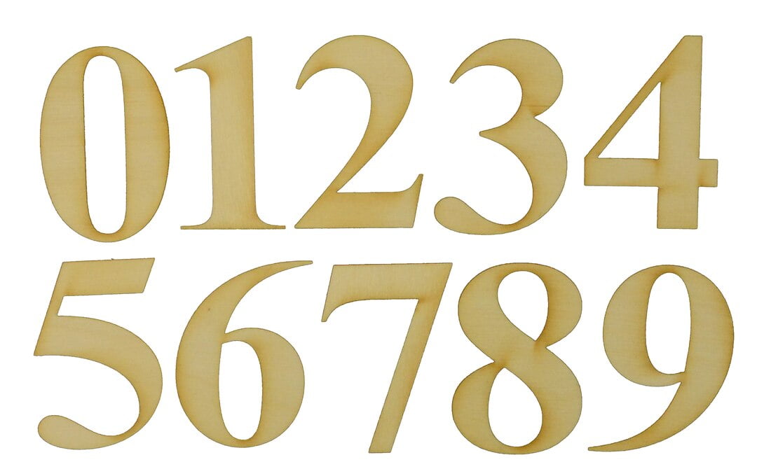 TIMES NEW ROMAN WOODEN MDF LETTERS & NUMBERS IN SIZES 2-3-4-5-6-7-8 AND 10cm 