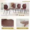 thumbnail image 6 of Hi loPres 5-Piece Dining Table Set for 4, 31.5" White Round Desk with Storage Basket, Four Reddish-Brown PU Chairs, Modern Apartment Kitchen, 6 of 10