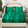 thumbnail image 3 of Turqoise Full Sheets Abstract Glowing Gradient Bed Set for Boys, Aesthetic Ombre Bed Sheets Set Modern Neon Lights Sheet Set, Psychedelic Stars Bedding Set, 3 of 7
