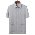 thumbnail image 2 of Mens Shirts Under $10 Men's Vintage Button Down Shirt Short Sleeve T-Shirts Stylish with Multi Pockets Business Casual Dress Work Shirts Gray L, 2 of 3
