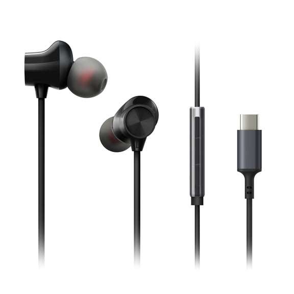 ErgoFit In-Ear Earbud Headphones with Microphone, USB-C Compatible
