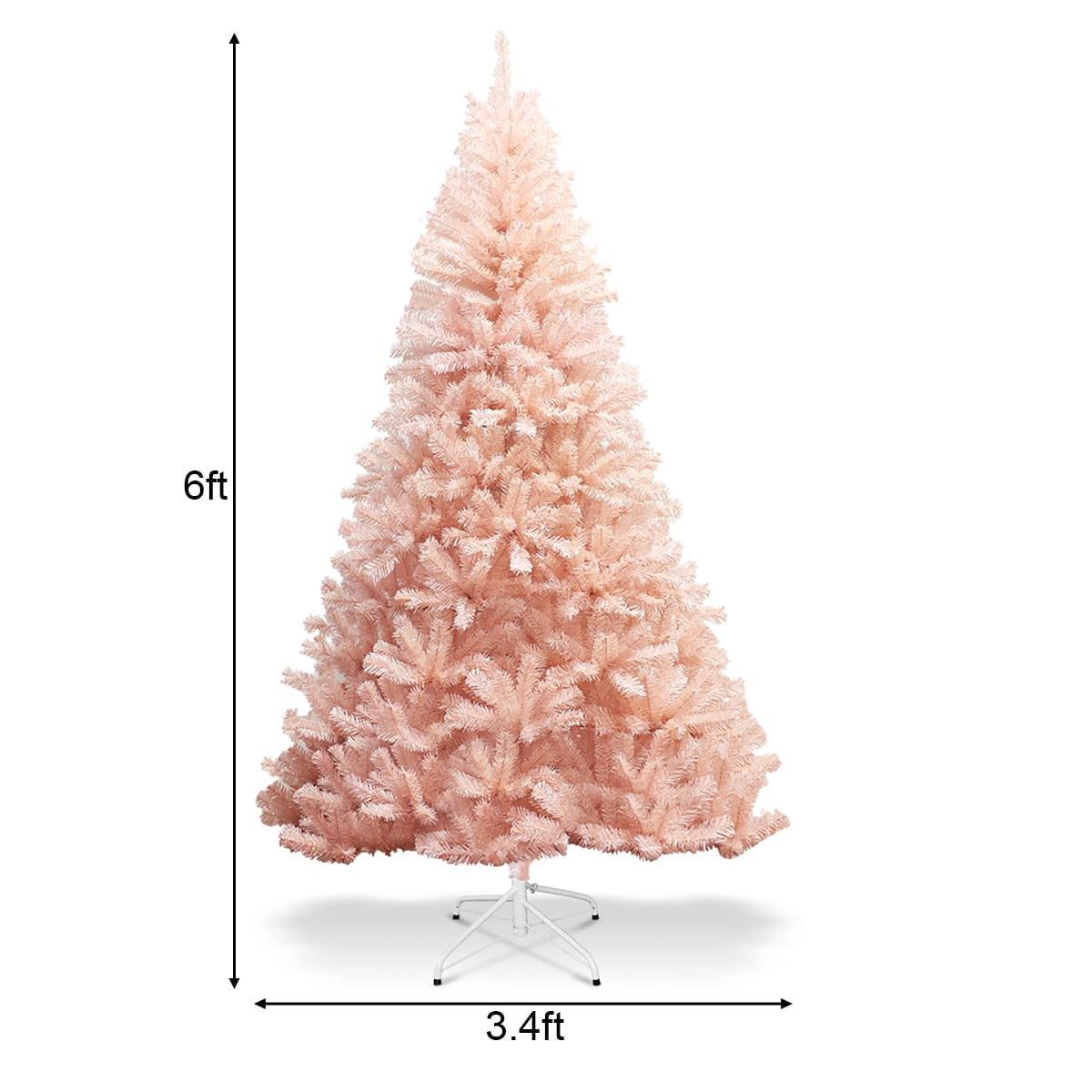 Gymax 6ft Pink Classic Pine Christmas Tree Artificial Hinged Tips (Pink)